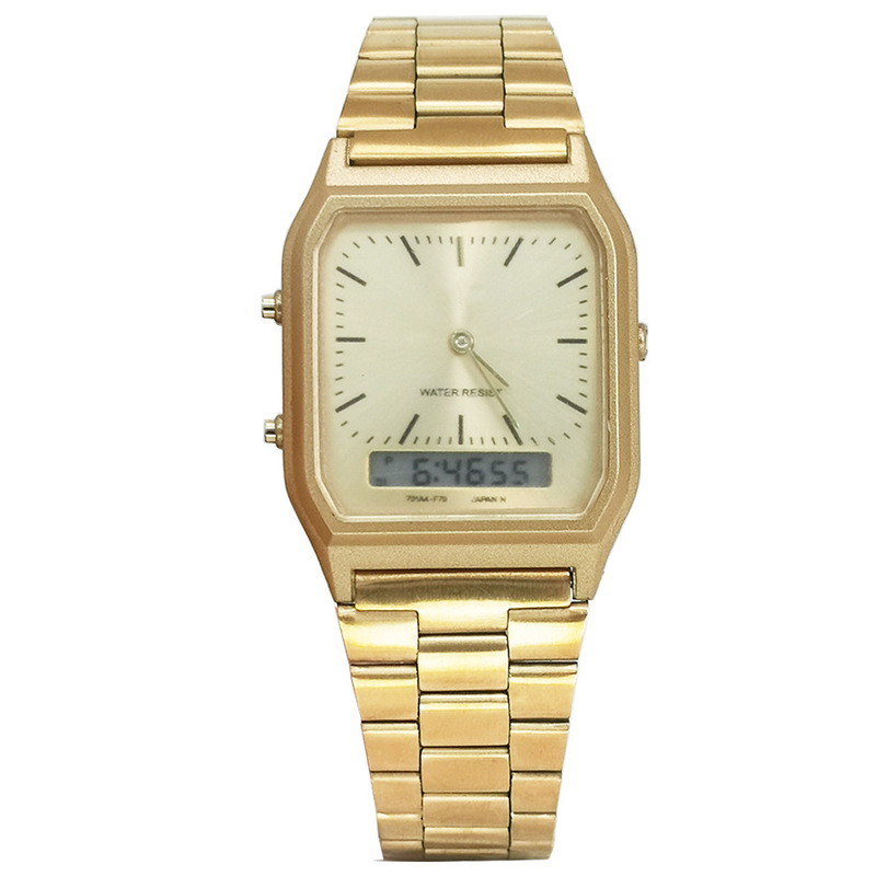 Non-woven AQ230W electronic watch classic retro steel belt small gold watch wholesale watch waterproof men's alloy