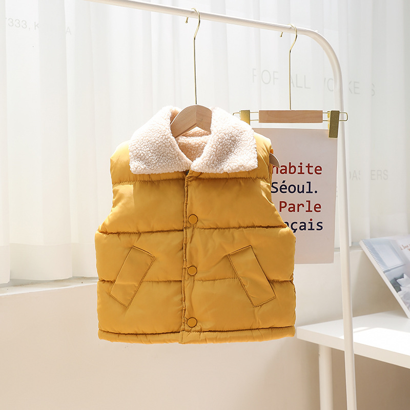 Chaleco de algodón para niños con forro polar para niños y niñas Chaleco de ropa exterior para niños mediano y grandes chaleco protector para niños Otoño e Invierno Nuevo