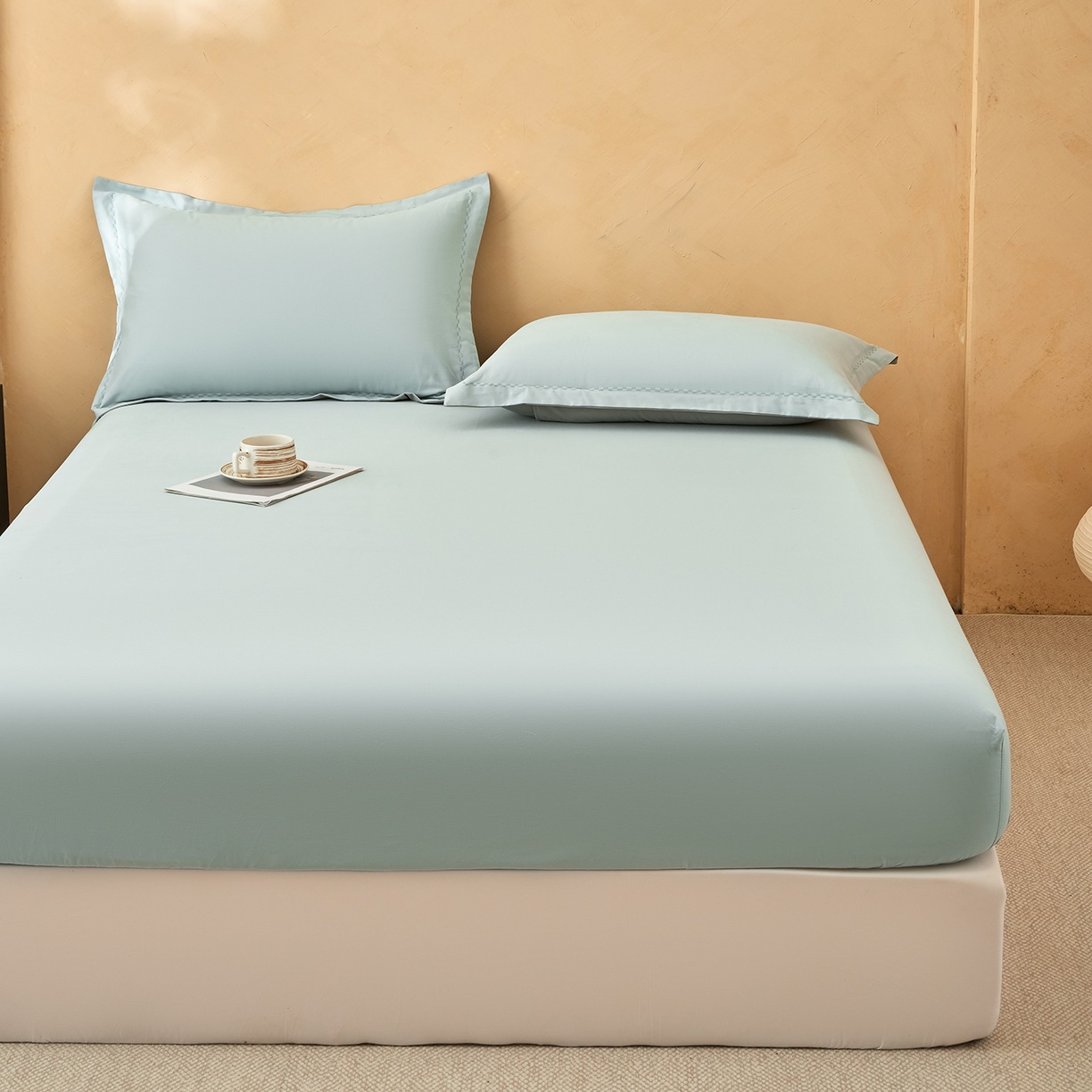 Otoño y invierno nuevo 100% algodón puro algodón grueso molido mono cama sombrilla de color sólido sugerido cubierta de cubierta de cama de tres piezas