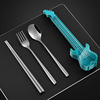 Handheld guitar stainless steel, tableware, set, chopsticks for elementary school students, 3 piece set