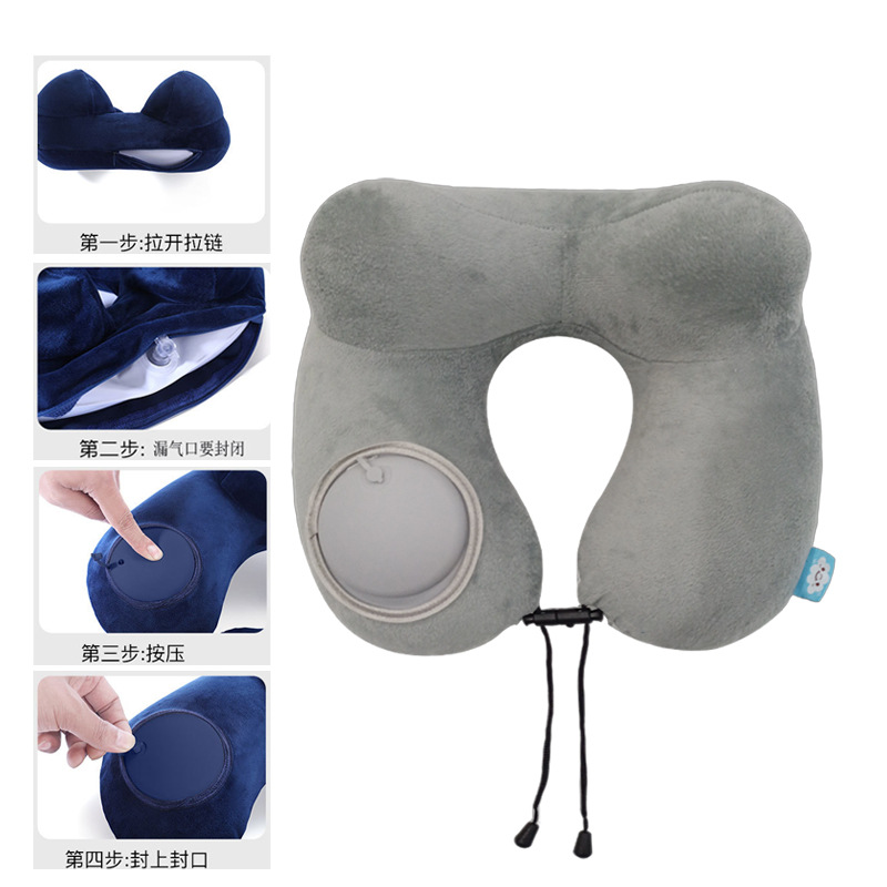 Removable and washable hump U-shaped pressing inflatable pillow-gray