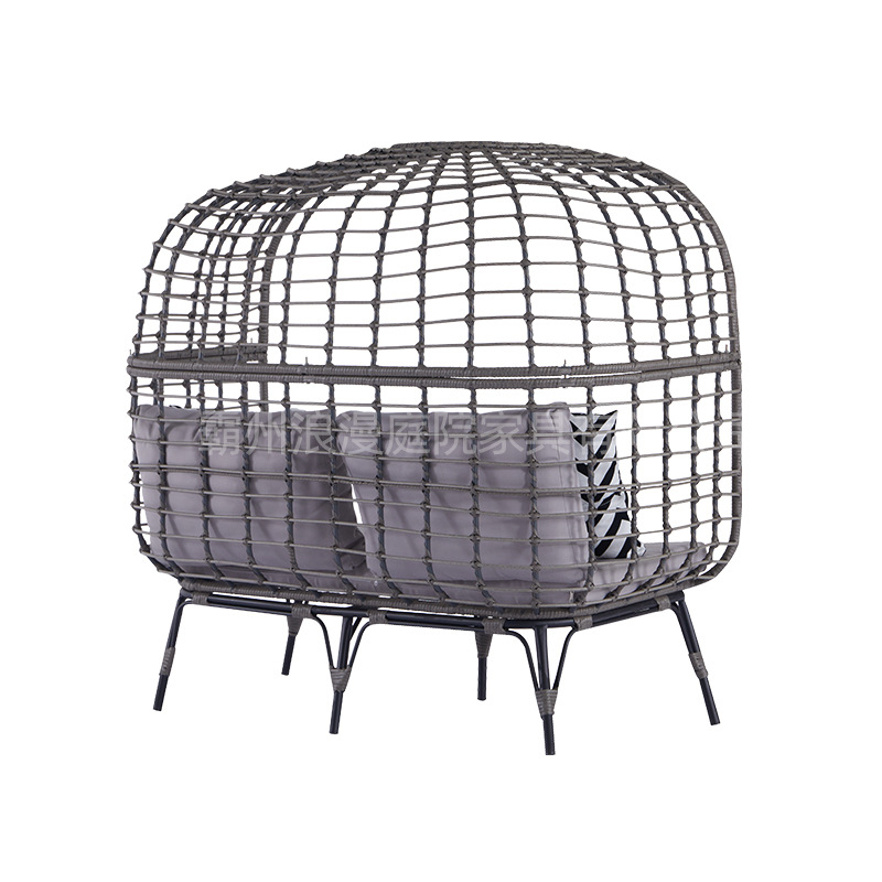 Cesta colgante de muebles de ocio al aire libre transfronteriza silla de cuna para perezosos domésticos silla de cuna doble de aterrizaje de Ratán amarillo grueso image 4
