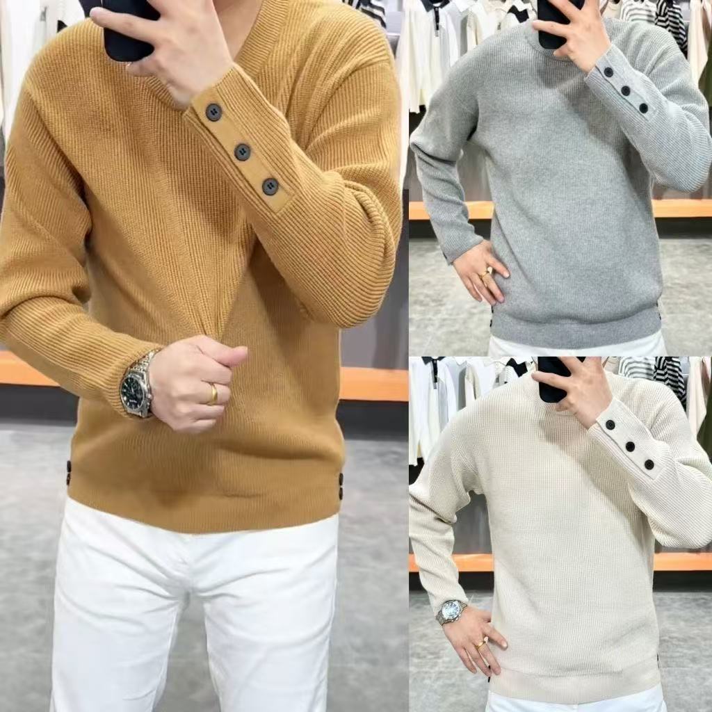 Autumn Men's Explosive Knitted Sweater Trend Personalized All-match Casual Simple Fashion Round Neck Long Sleeve High-grade Sweater