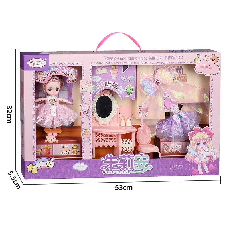 Juego de juegos para niñas, regalo de juguete, vestido, traje de muñeca Barbie, juego de caja de regalo de muñeca de princesa femenina para niños