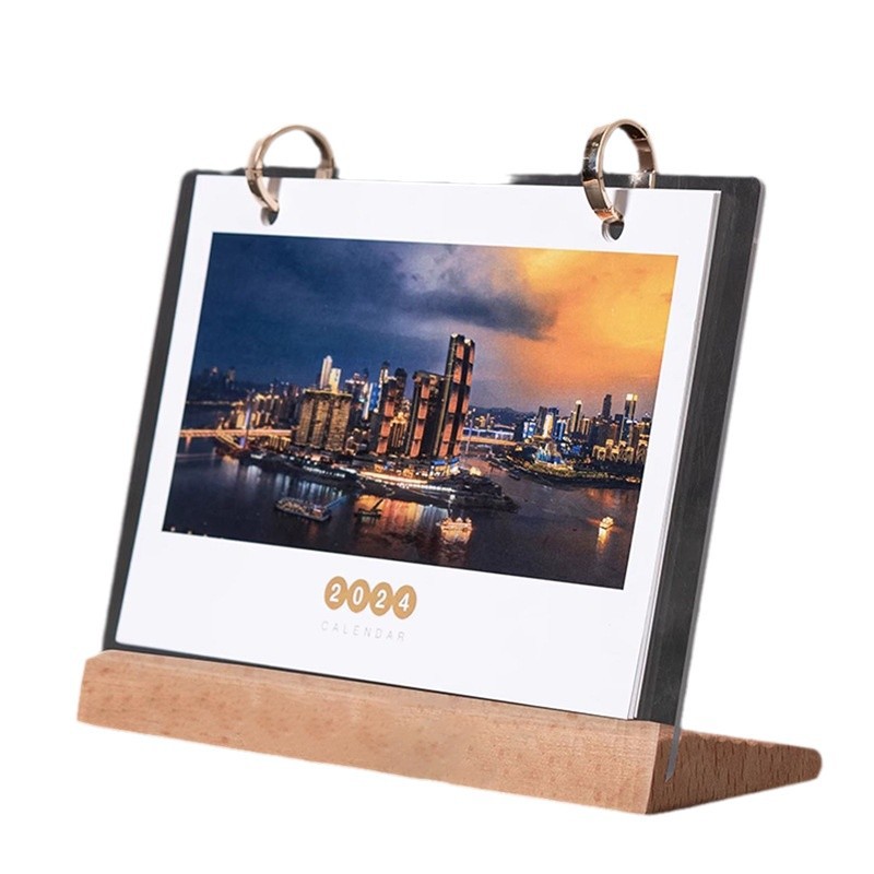 Calendario de escritorio de madera creativo año de la serpiente nueva base de calendario empresarial 2025 simple nueva decoración de madera de escritorio