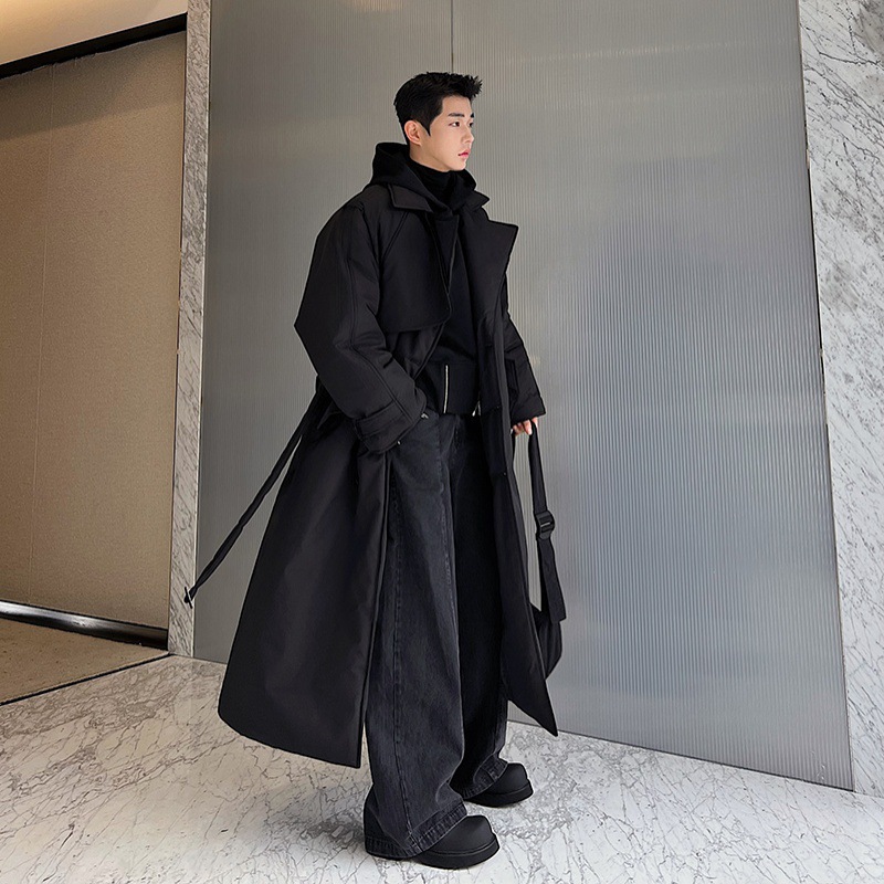 冬季秀款巴黎shi家oversize廓形加厚双排亚黑长款棉服W0671 5245