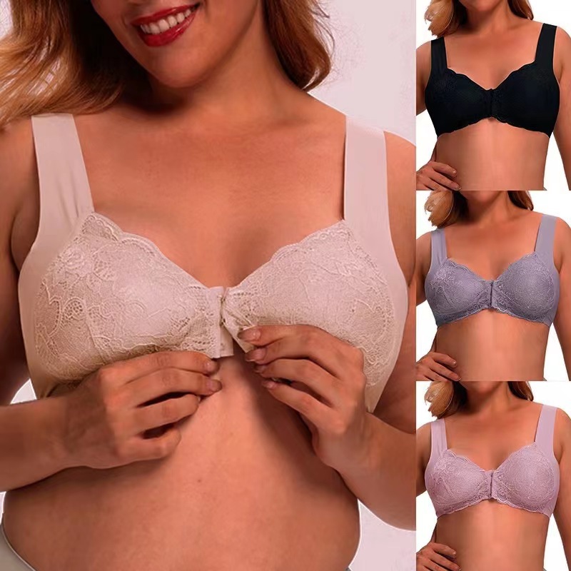 Comercio exterior transfronterizo europeo y americano popular inalámbrico hebilla delantera push up sujetador de encaje delgado estilo chaleco belleza espalda ropa interior