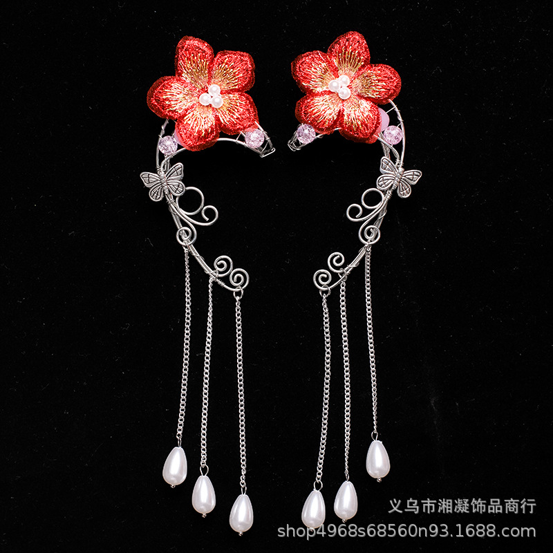 New European and American foreign trade best-selling non-pierced ear clips, creative handmade butterfly ear clips, cross-border earrings, tassel earrings for women