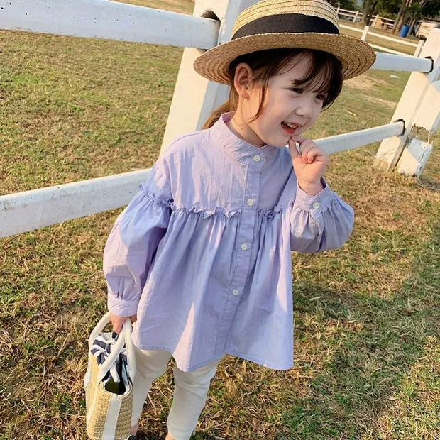Детская одежда для девочек 2024 новые осенние рубашки корейские детские топы