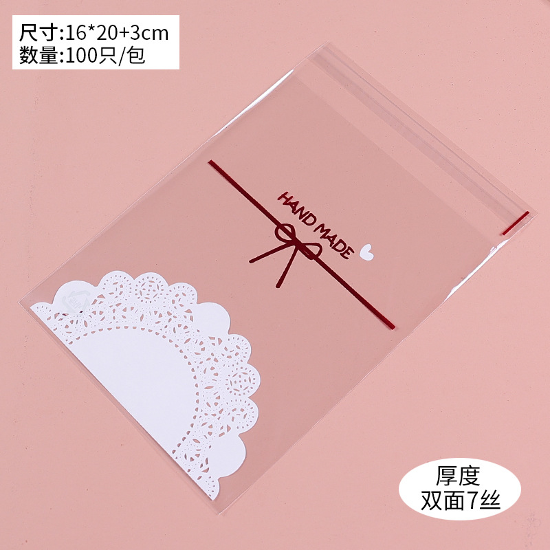 Encaje arco macaron auto-Sellado bolsa de embalaje copo de nieve de plástico crujiente turrón galleta embalaje de regalo multi-tamaño