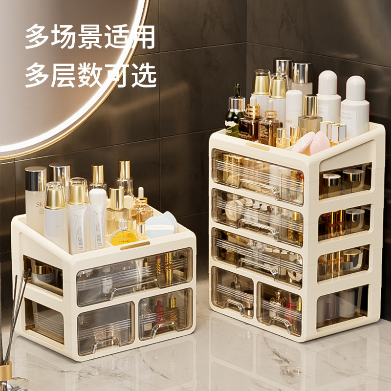 Drawer-Type Student Stationery Dormitory Desk Organizer for Books and Miscellaneous Items, Transparent Storage Box, Makeup Storage Box