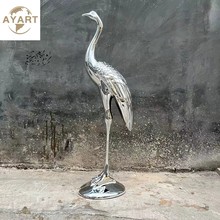 抽象丹顶鹤雕塑摆件电镀动物酒店大厅会所样板房装饰品现代玻璃钢
