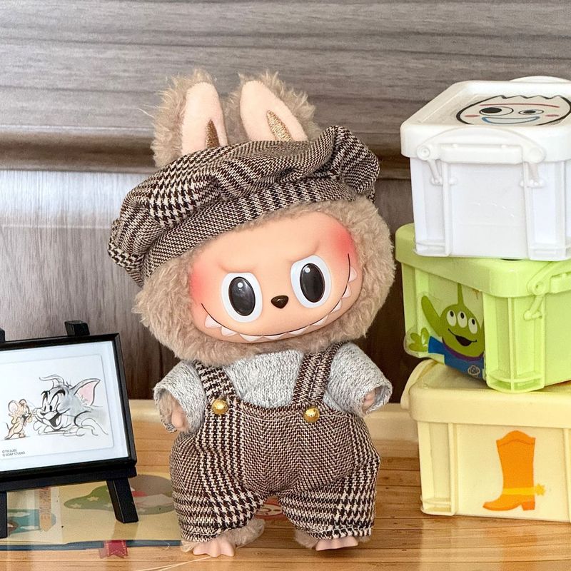 人形着せ替えスカート ラブベビー服 かわいいビニールぬいぐるみ ラブブ カジュアルスーツ服 7cm 布1|undefined