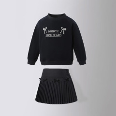 甜美百褶短裙春秋款女童細褶蝴蝶結高腰A字半身短裙芭蕾裙子