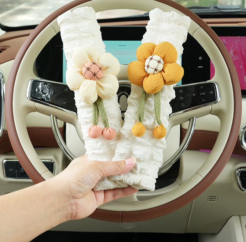 Car Seat Belt Shoulder Cover Internet Celebrity Puffy Car Soft Anti-Rein Protective Cover Goddess Car Decoration Supplies