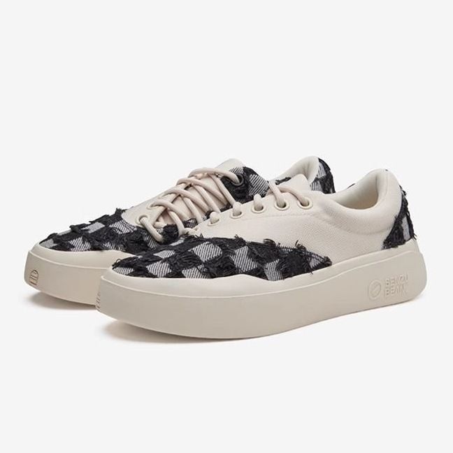 Sezau-Beln Cao Fang Xian Dou Breathable Szb Casual Black Checkered Tassel Non-Slip Low-Top Flat Trendy Basketball Shoes