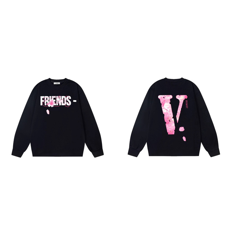 Vlone Laver Dollar Big V Niche Trendy Brand American Loose Couple Round Neck Long-Sleeved Sweatshirt for Men and Women