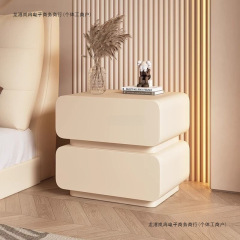 奶油风床头柜皮质简约现代小型卧室床边柜极简易收纳柜免安装一体