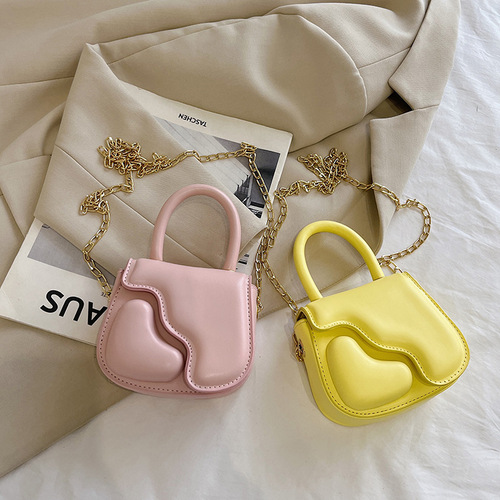 Children's bags niche personality peach heart chain bag spring and summer new ins high-end one-shoulder cross-body handbag women's bag
