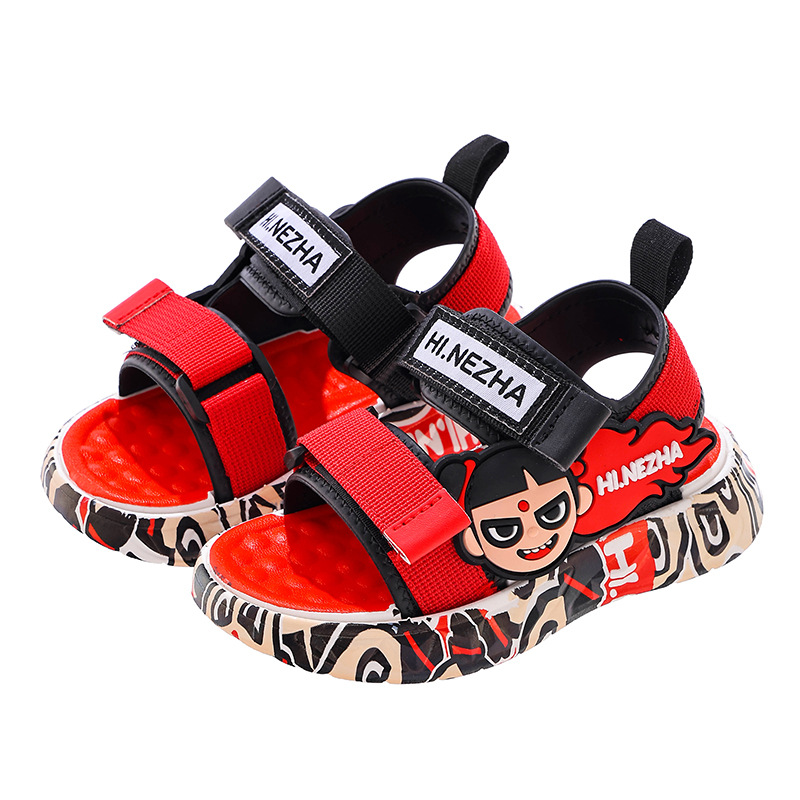 Genuine Nezha sandalias de verano para niños y niñas antideslizantes suela suave, sandalias de playa transpirables para niños de mediana edad y grandes
