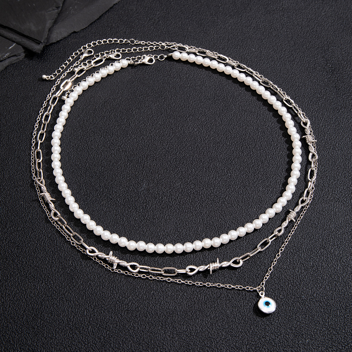 Holiday, Daily Occasion Simple Style Classic Style Solid Color Imitation Pearl Alloy Pearl Men's Layered Necklaces Men Necklace Sets