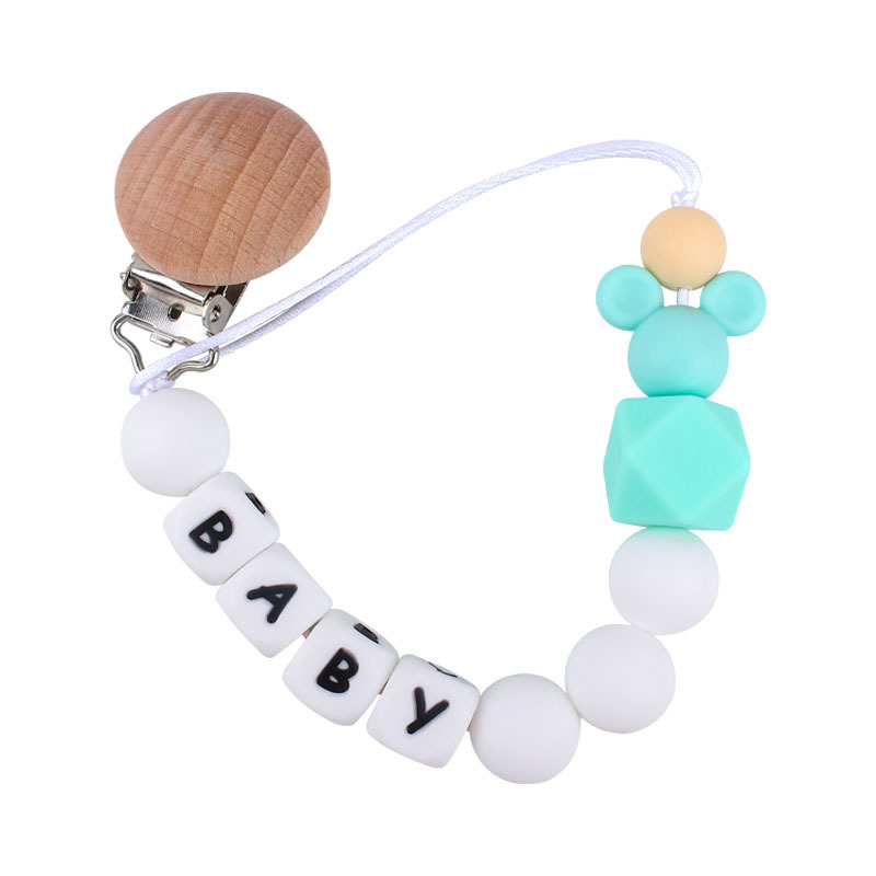 Amazon infantil Mickey chupete de silicona cadena bebé cambiable nombre molar calmante cadena anti-caída