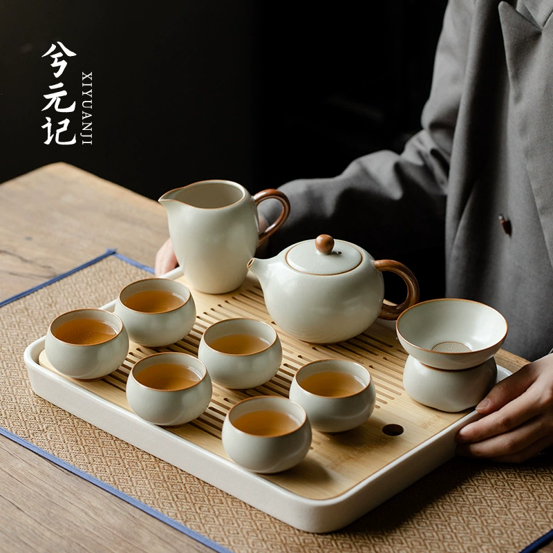 High-end tea set, teapot for home use, tea cup, ceramic gift box, light luxury style