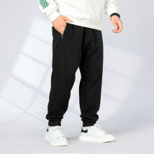 春秋季薄款休闲裤男加肥加大宽松胖子运动裤肥佬哈伦裤束脚裤男裤