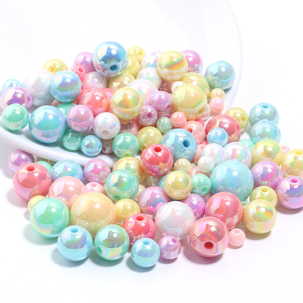 Cuentas redondas acrílicas de color sólido para Navidad, cuentas redondas de color sólido para joyería hecha a mano, accesorios de bricolaje, cuentas redondas de color sólido, cuentas sueltas.