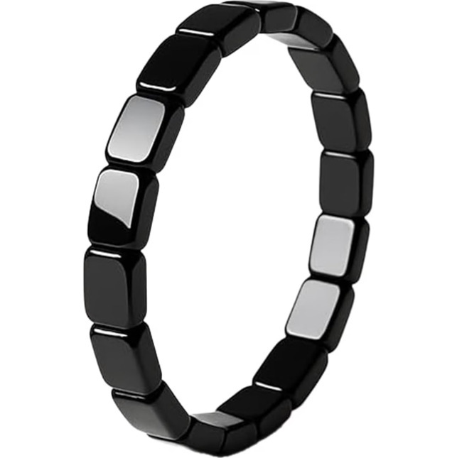 Cross-Border European and American Fashion Hot-Selling Hematite Black Gallstone Elastic Square Apple Beads Unisex Mixed Bracelet Jewelry