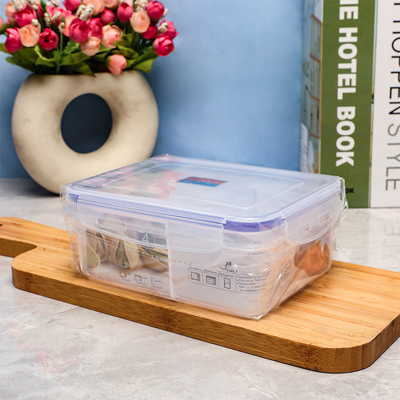 長方形の透明なプラスチックの食品の収納箱の台所の雑穀の分格の密封箱の学生は弁当箱の弁当箱を持っています。|undefined