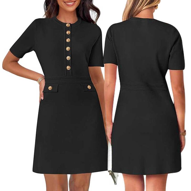 2025 Amazon Cross-border Women's dress Europe and the United States New Ladies Slim Slim Slim Button Commuter French Retro 2025 Amazon Cross-border Women's dress Europe and the United States New Ladies Slim Slim Slim Button Commuter French Retro