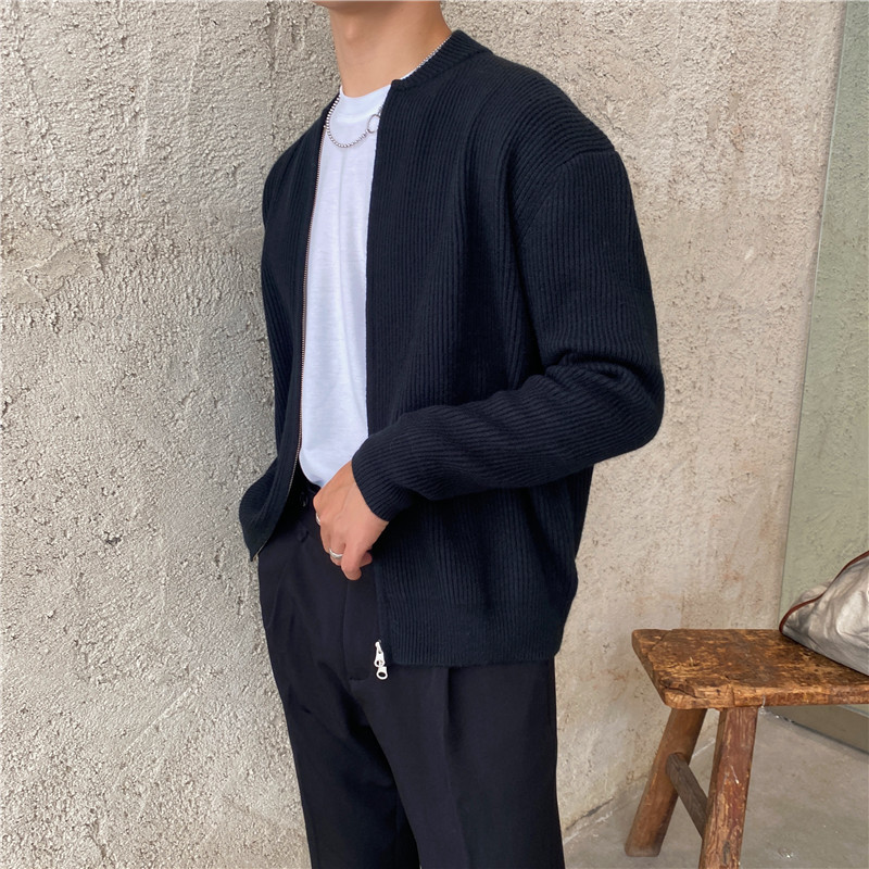 Herren Strickjacke Mit Reißverschluss Herbst Strickpullover_voghion.com