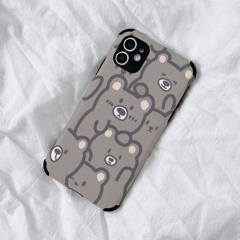 Suitable for 11 phone case iPhone 12 cute teddy bear 11pro max/xs/7plus sheepskin pattern XL_voghion.com