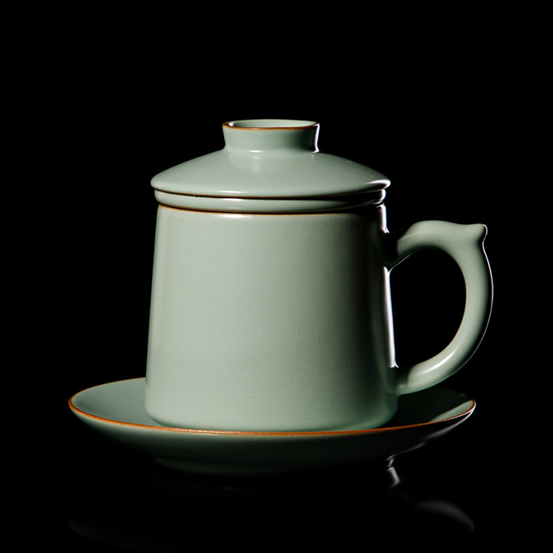 宋朴汝窯茶杯大容量陶磁器茶水分離濾過茶杯事務室個人専用コップ|undefined