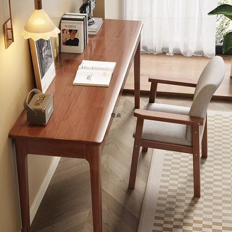 Bedroom Solid Wood Desk Long Desk Ultra-Narrow Desk Small Apartment Primary and Secondary School Student Study Table Simple Free Shipping Wholesale