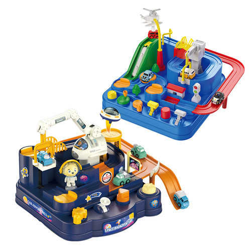 Cross-border hot-selling car challenge adventure small train inertia educational toy car engineering vehicle dinosaur track car