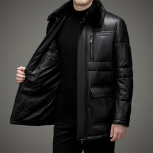 真皮羽绒服男冬季鹅绒服头层绵羊皮皮衣海宁水貂毛领保暖夹克外套