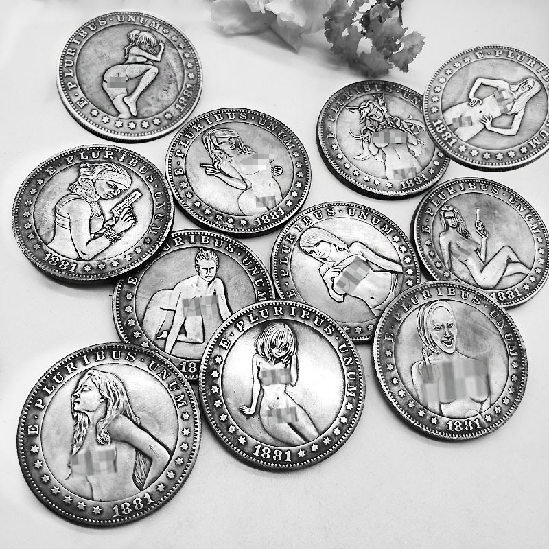 Antique American Wandering Coins Sexy Beauty Silver Coins Copper Silver-Plated Old Collection Crafts Antique American Wandering Coins Sexy Beauty Silver Coins Copper Silver-Plated Old Collection Crafts