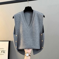 马甲女士2025新款春秋宽松外穿针织背心V领毛衣外套坎肩冬季马夹