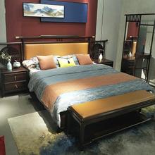 新中式實木床1.8雙人床中式大床別墅中國風現代卧室婚床禪意家具