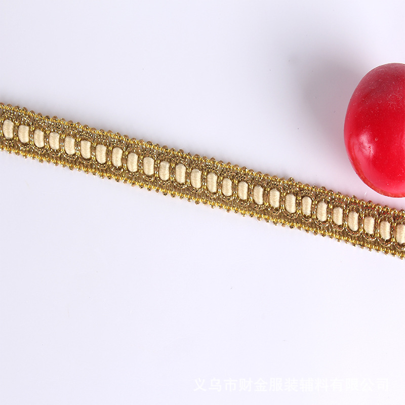 Los fabricantes venden al por mayor accesorios para cortinas de encaje de colores de seda dorada y plateada ingredientes de bricolaje ondas accesorios de ropa de encaje dorado