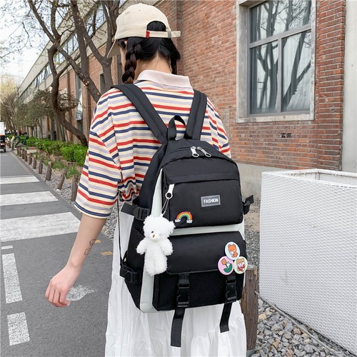  new Korean style student fashion multi-purpose junior high school student campus college student four-piece school bag backpack