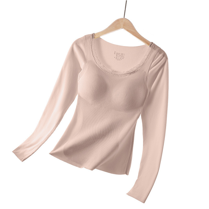 Finna Fuzhou Cordillera seda calentamiento conjunto de ropa interior de mujer con cojín de pecho de lana gruesa de otoño y invierno conjunto de top