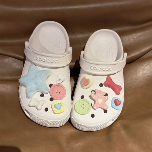 Red Book Dopamine Hole Shoes Flower Shoes Decorative Button Accessory DIY Cute Candy Color Fuzzy Five-Star Buttons