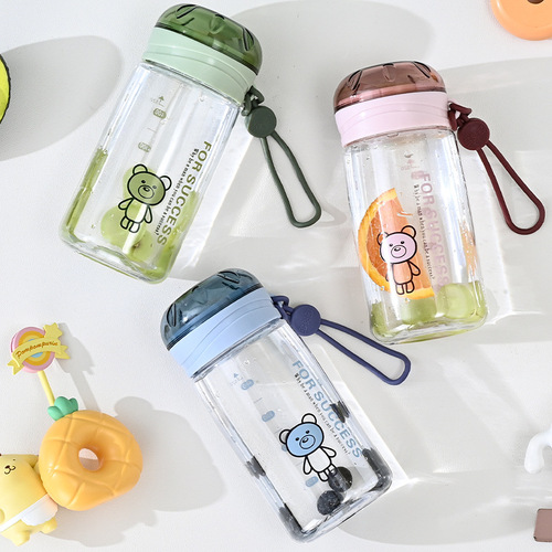 Large-capacity, Korean-style, cute water bottle for female students—highly stylish, easy-to-carry cup with clear markings and shatter-resistant design.