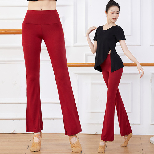 High-waisted dance pants for women, straight-leg, slightly flared, modal body training pants, slim-fitting dance fitness yoga pants