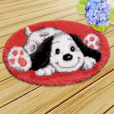 Avtomobil döşəmə paspasları — Embroidery Car Seat Mat Handmade Carpet - zd023-dog-50cm-white-net-cross
