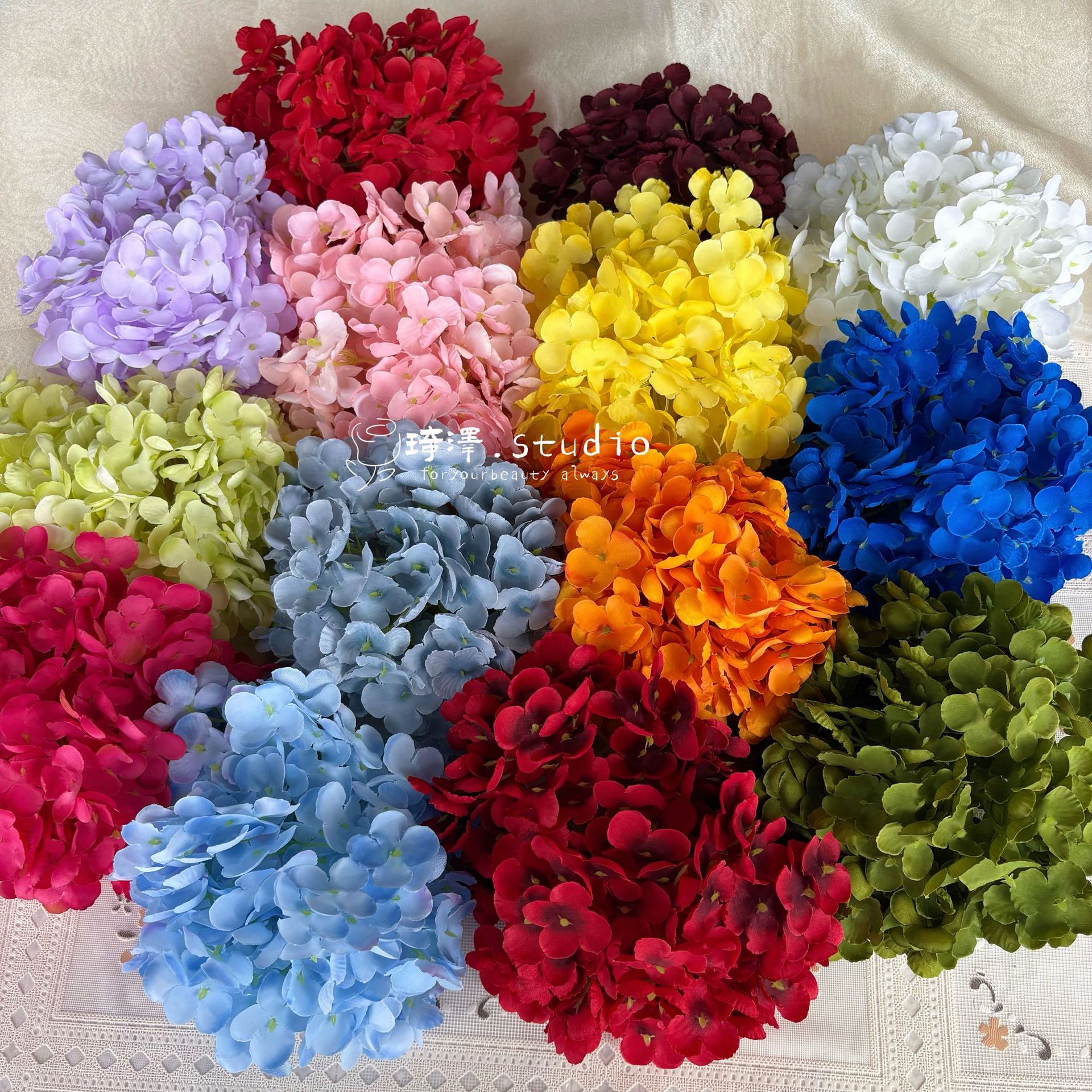 碎花绣球仿真花婚礼婚庆背景墙花球 碎花绣球花头 厂家批发