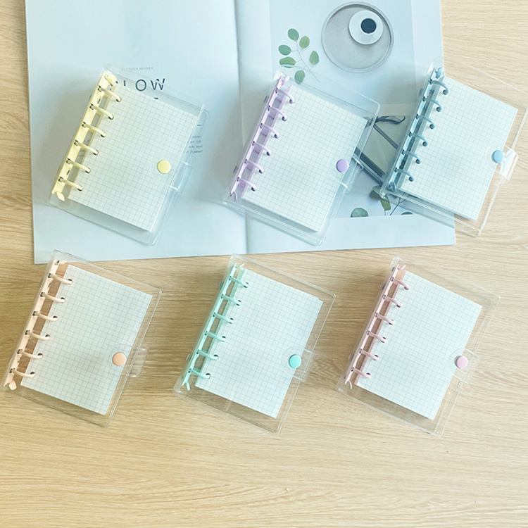 ins Macaron Transparent 6-hole A7 Loose-leaf Notebook PVC Soft Skin Candy Color Clip Simple Hand Account Case